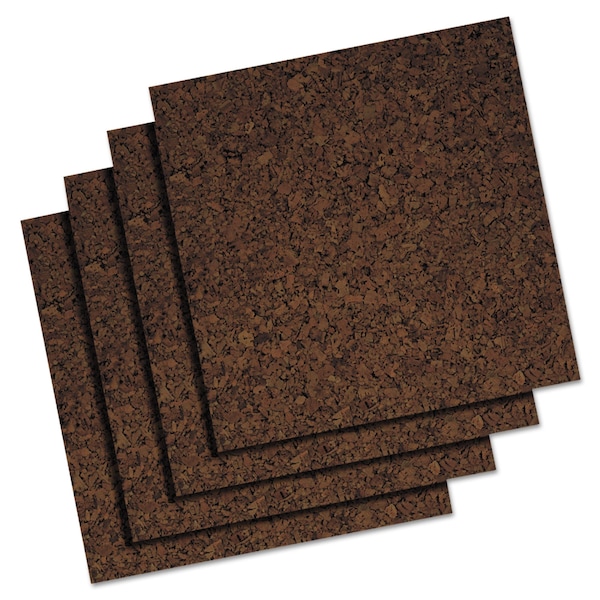 Cork Bulletin Board 12"x12", Brown, PK4